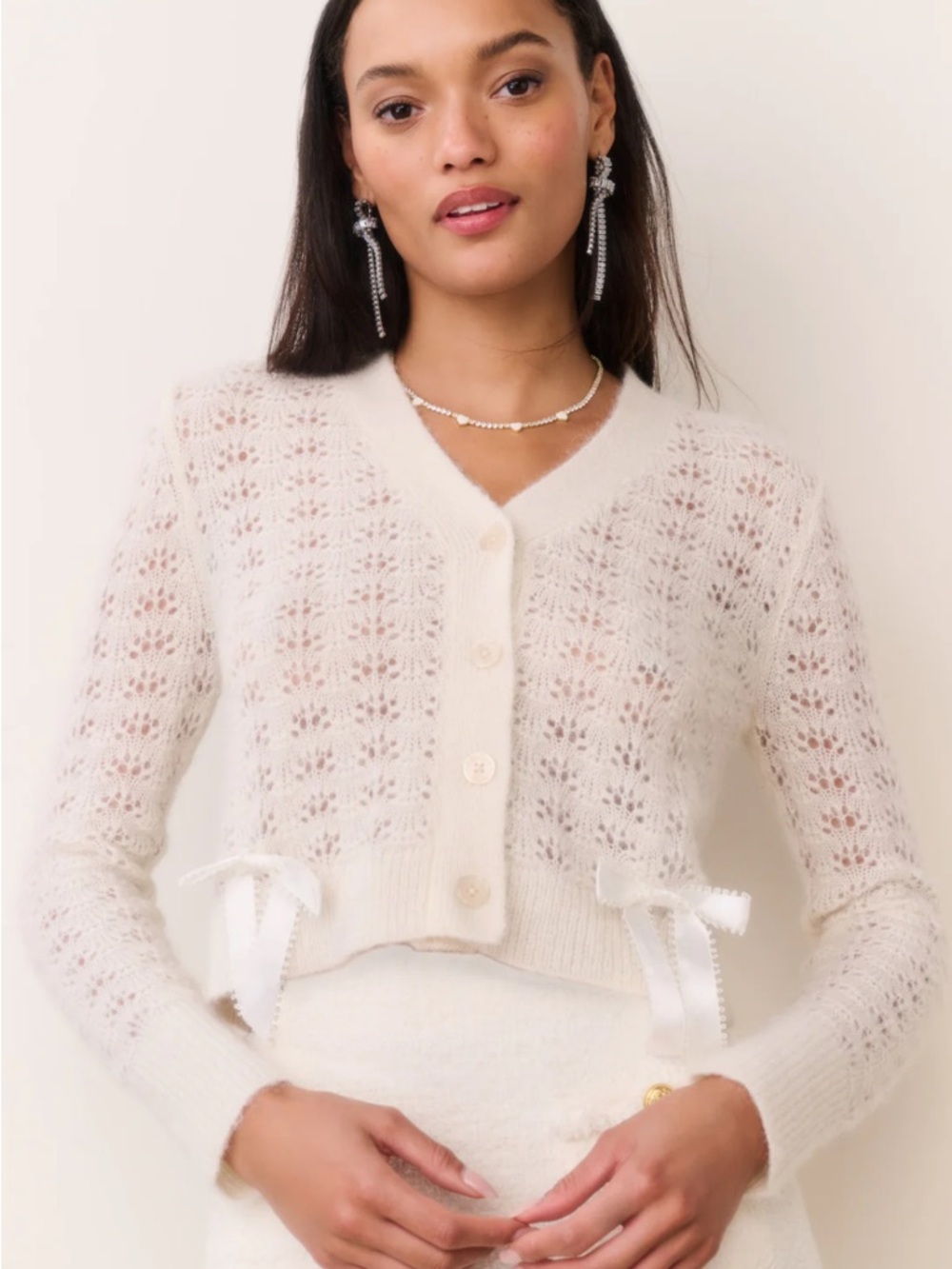 LoveShackFancy Lilly Alpaca Bow Cardigan